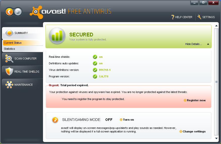 what is avast antivirus named as in windows