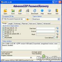 Look at screenshot of Advanced ZIP Password Recovery